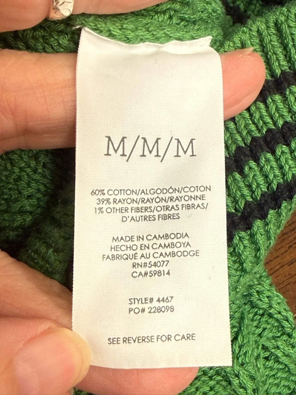 Cabi Green V Neck Sweater Medium Textured Knit Long Sleeve Casual Top - Picture 8 of 10